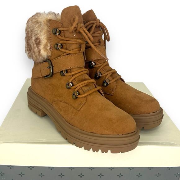 NWT Sun + Stone brown winter booties size 5.5 Sherpa suede tan brown boots NEW - Picture 8 of 15